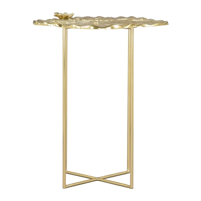 Gold Metal Lotus Accent Table