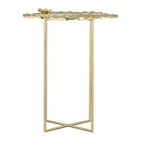 Gold Metal Lotus Accent Table