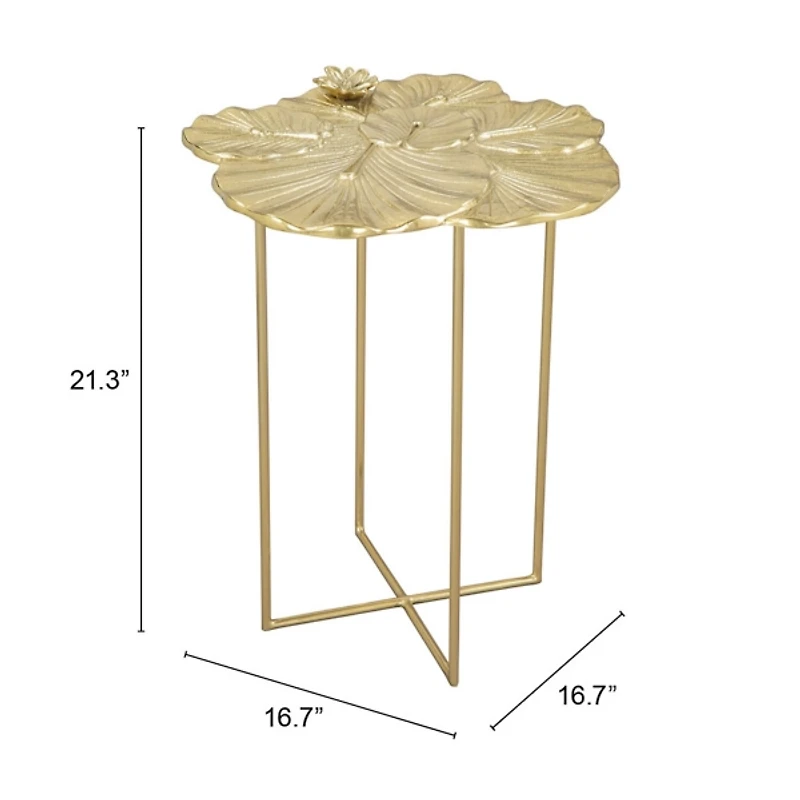 Gold Metal Lotus Accent Table