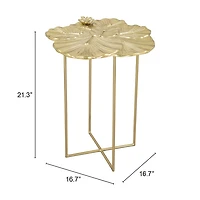 Gold Metal Lotus Accent Table