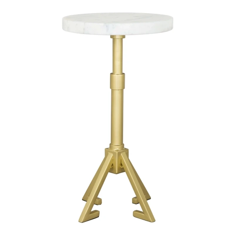 White Marble and Gold Metal Maurice End Table