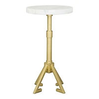 White Marble and Gold Metal Maurice End Table