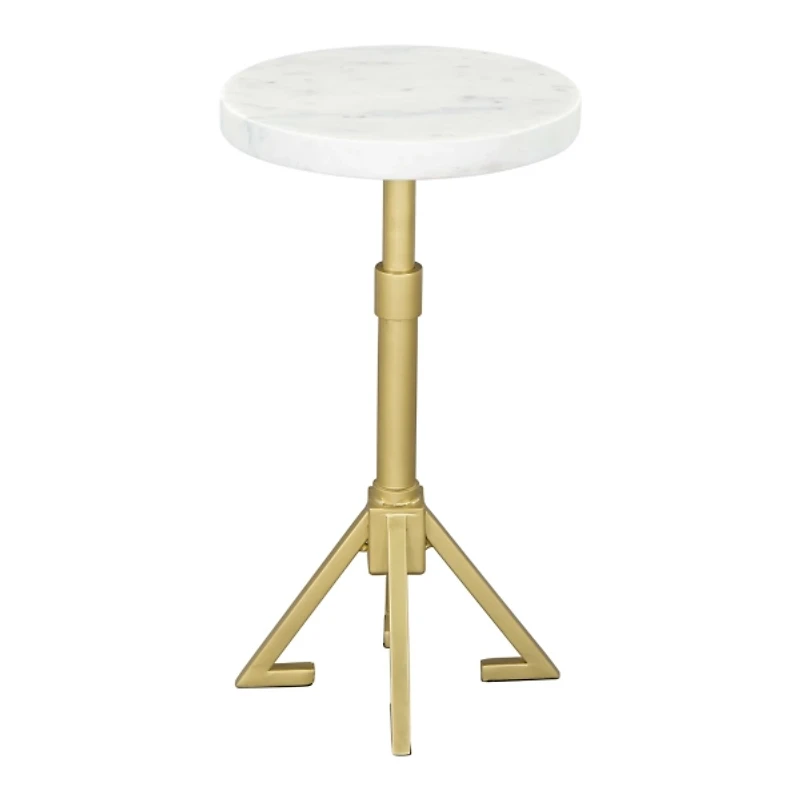 White Marble and Gold Metal Maurice End Table