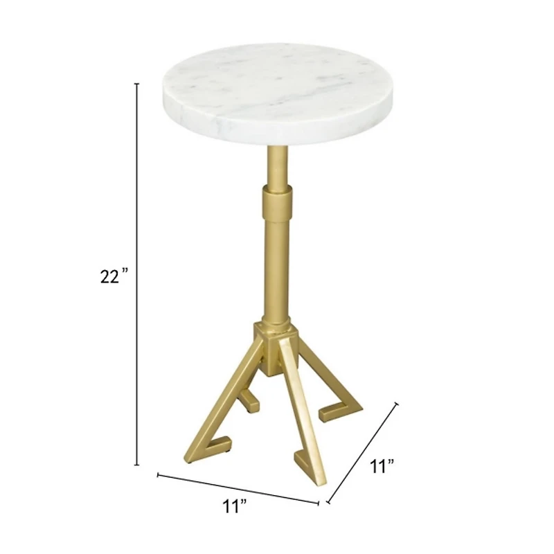 White Marble and Gold Metal Maurice End Table
