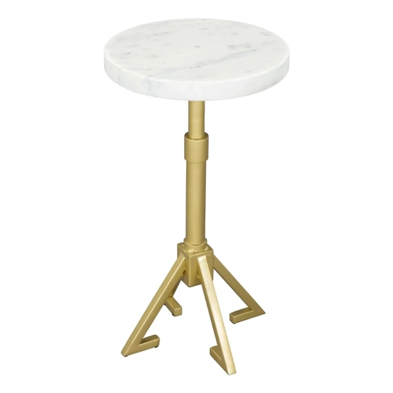 White Marble and Gold Metal Maurice End Table