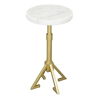 White Marble and Gold Metal Maurice End Table