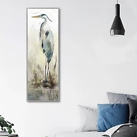 Heron on Perch Framed Canvas Art Print