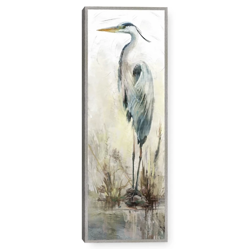 Heron on Perch Framed Canvas Art Print