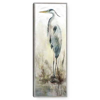 Heron on Perch Framed Canvas Art Print