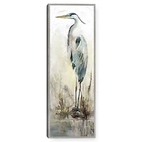 Heron on Perch Framed Canvas Art Print