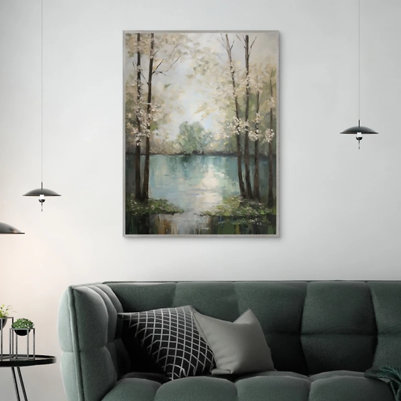 Textured River Framed Canvas Art Print