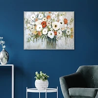 Ivory & Ruby Floral Framed Canvas Art Print