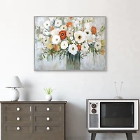Ivory & Ruby Floral Framed Canvas Art Print