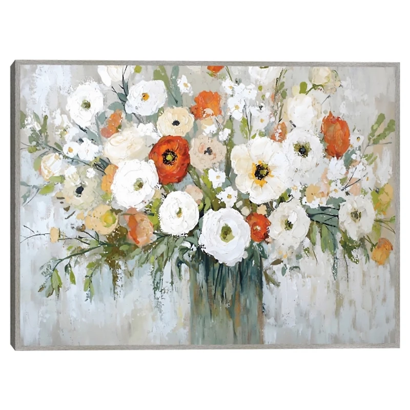 Ivory & Ruby Floral Framed Canvas Art Print