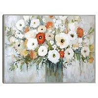 Ivory & Ruby Floral Framed Canvas Art Print
