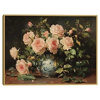 Pink Rose Bouquet Framed Canvas Art Print