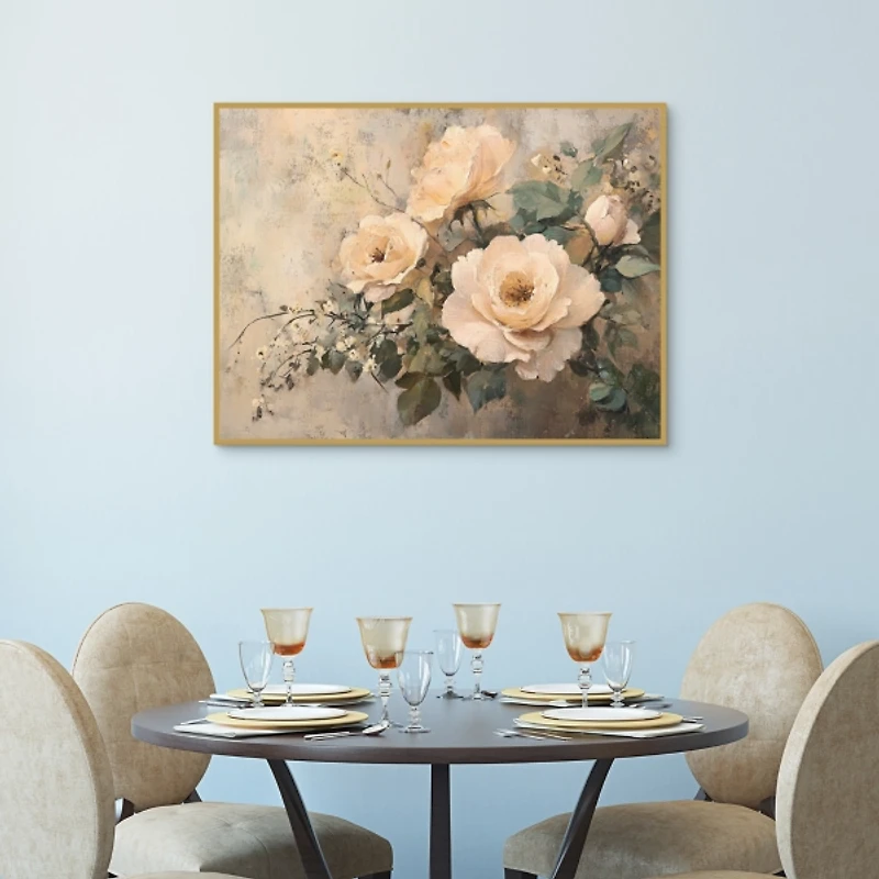Blush Roses Framed Canvas Art Print