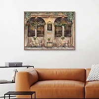 Al Fresco Cafe Brown Framed Canvas Art Print