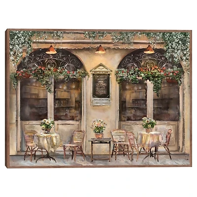 Al Fresco Cafe Brown Framed Canvas Art Print