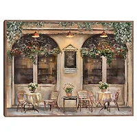 Al Fresco Cafe Brown Framed Canvas Art Print