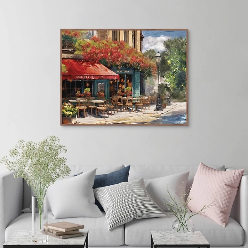 Al Fresco Trattoria Brown Framed Canvas Art Print