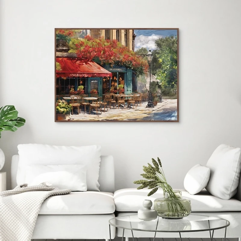 Al Fresco Trattoria Brown Framed Canvas Art Print