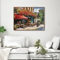 Al Fresco Trattoria Brown Framed Canvas Art Print