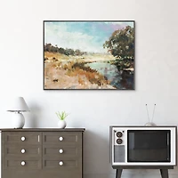 View by the Pond Framed Canvas Art Print