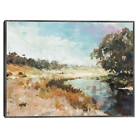 View by the Pond Framed Canvas Art Print