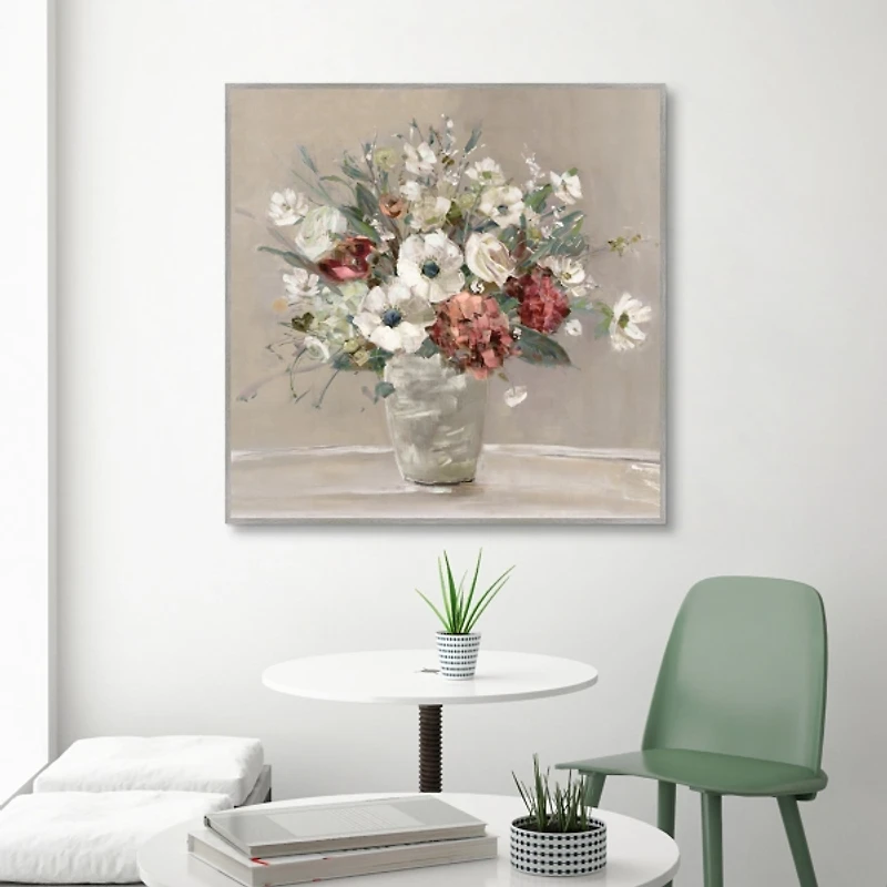 Simply Happy Blooms Framed Canvas Art Print