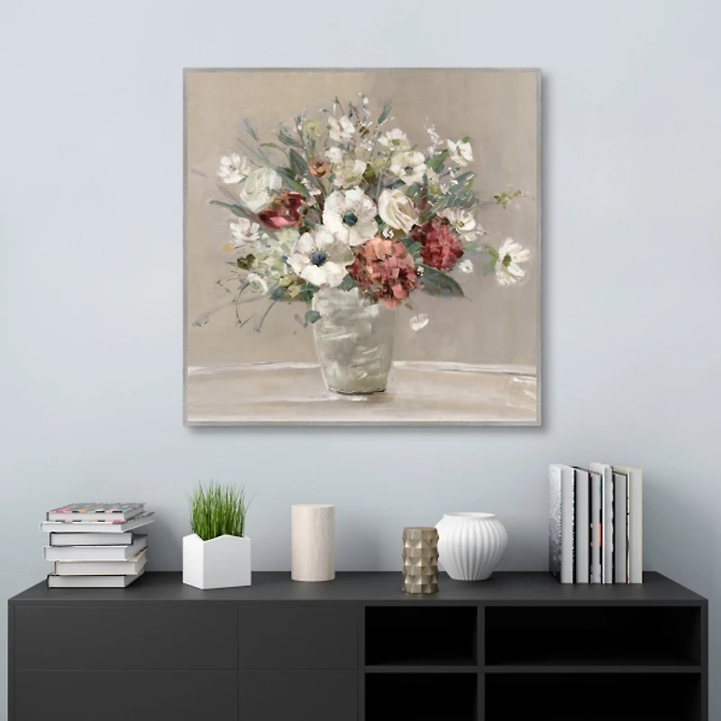 Simply Happy Blooms Framed Canvas Art Print