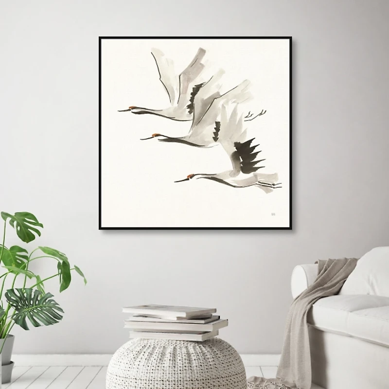 Zen Cranes Framed Canvas Art Print