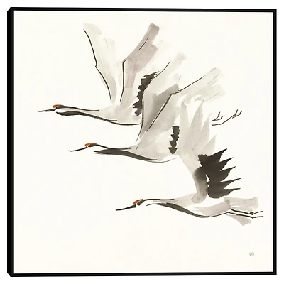 Zen Cranes Framed Canvas Art Print