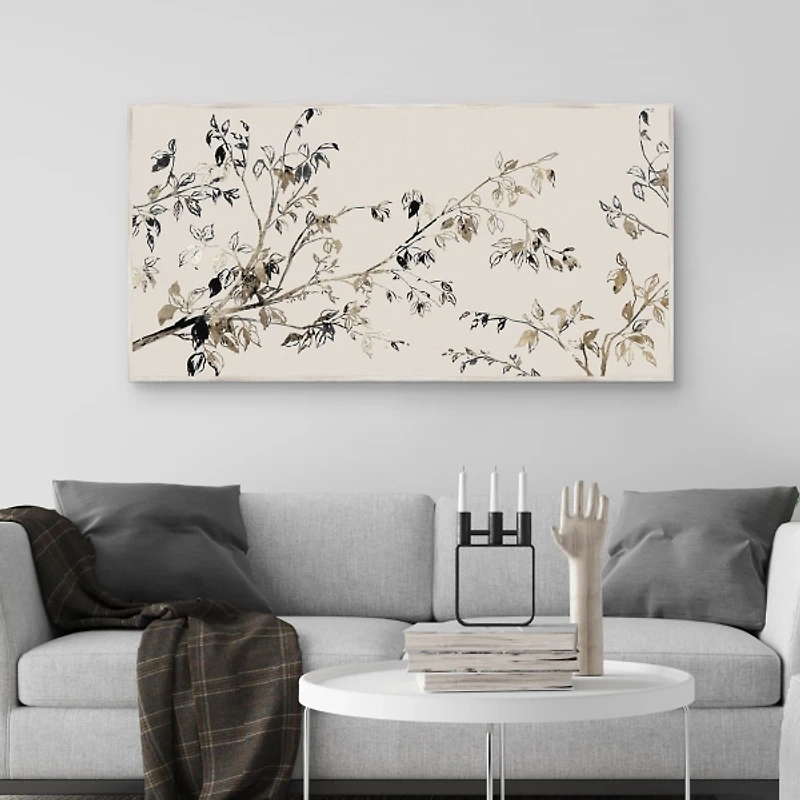 Branches of Gold Framed Canvas Art Print