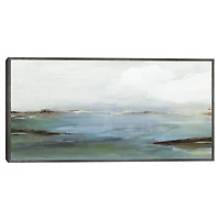 Serene Blue Shore Framed Canvas Art Print