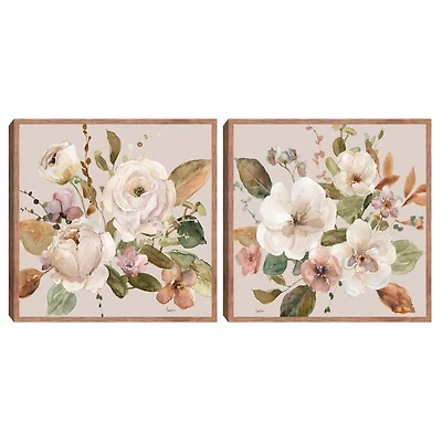 Floral Harmony Framed Canvas Art Prints, Set of 2