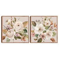 Floral Harmony Framed Canvas Art Prints, Set of 2