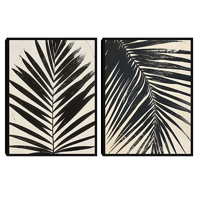 Inky Palms Framed Canvas Art Prints, Set of 2