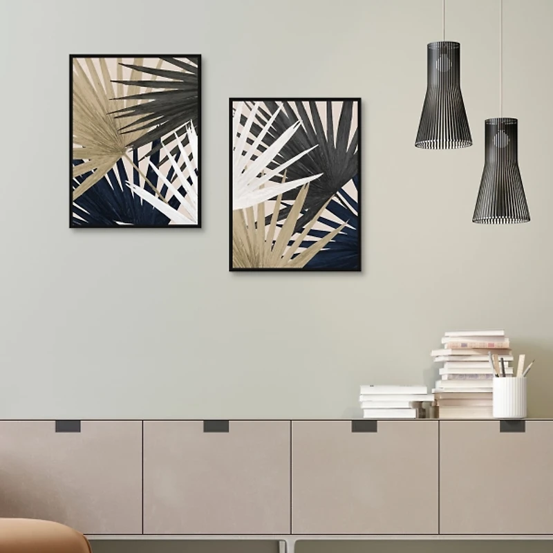 Organic Palms Framed Canvas Art Prints, Set of 2