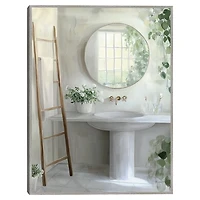 Country Bath Framed Canvas Art Print