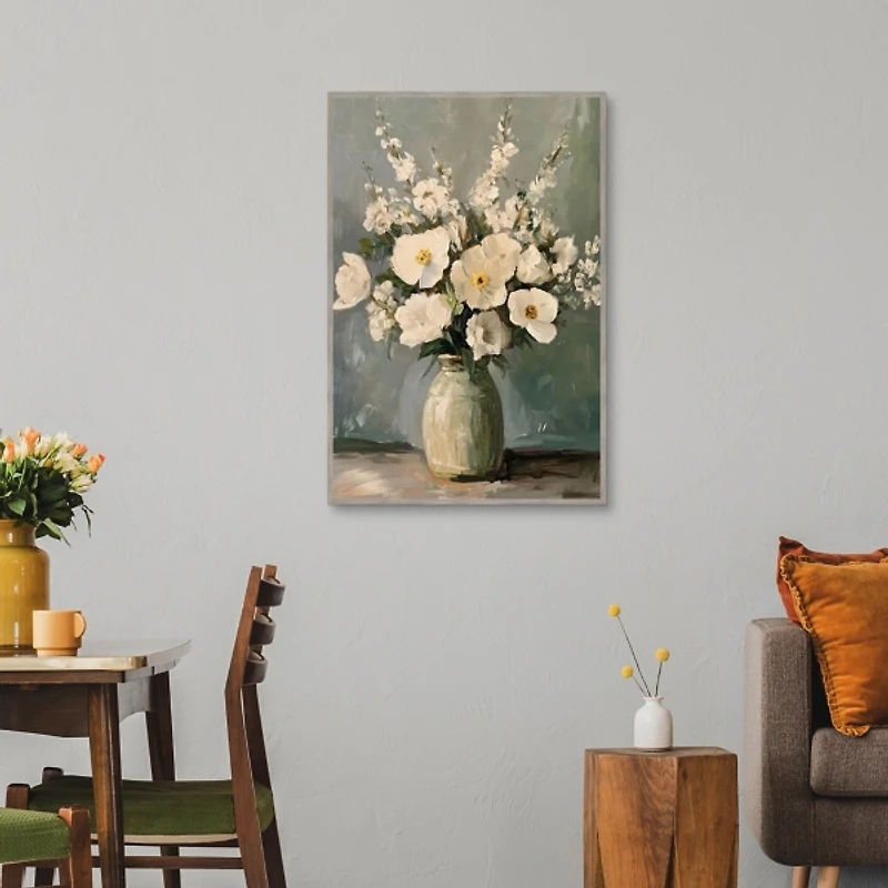 Alabaster Bouquet Framed Canvas Art Print