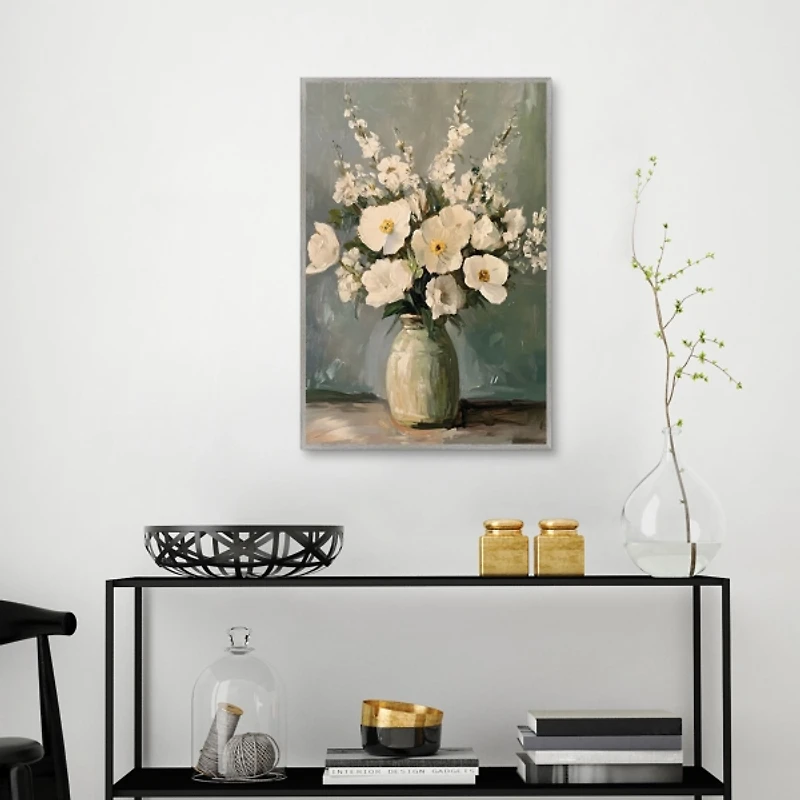 Alabaster Bouquet Framed Canvas Art Print