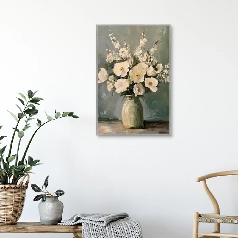 Alabaster Bouquet Framed Canvas Art Print