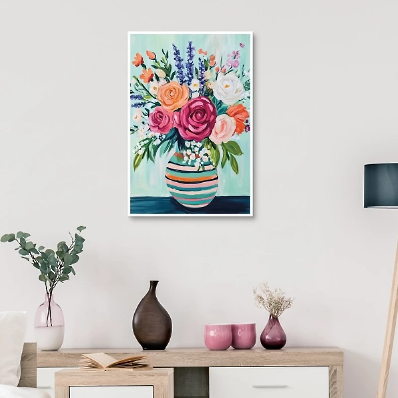 Big Bloom Bouquet Framed Canvas Art Print