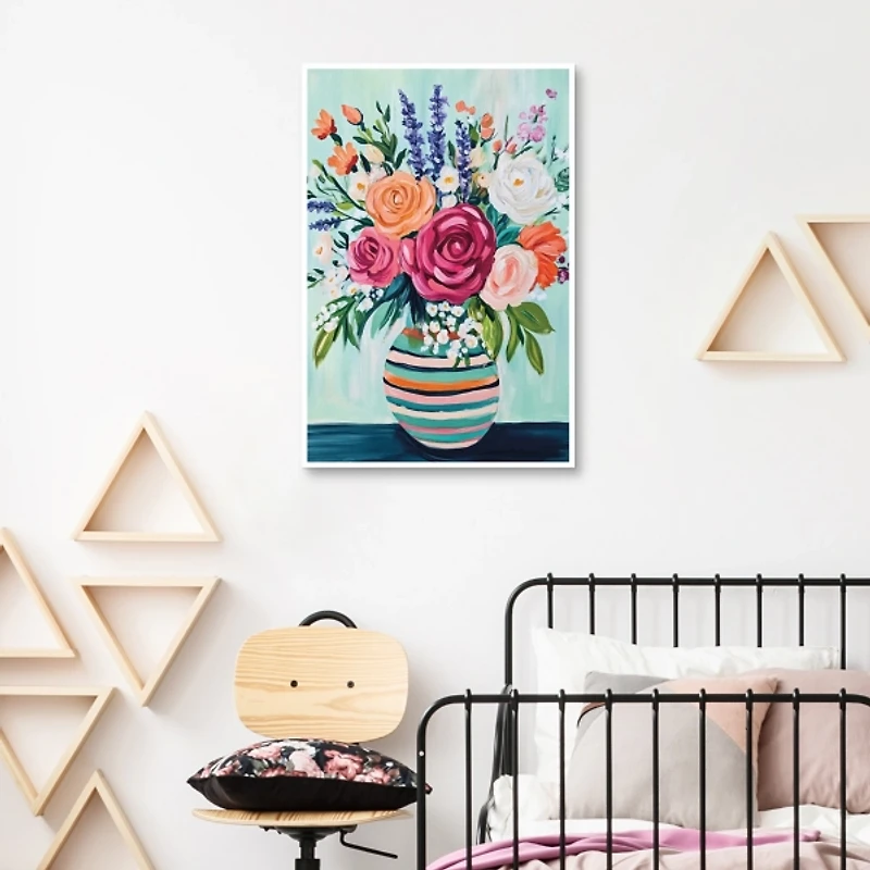 Big Bloom Bouquet Framed Canvas Art Print