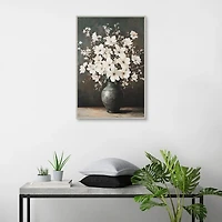 Elegant White Bouquet Framed Canvas Art Print