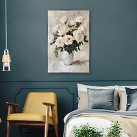 Peachy Roses Framed Canvas Art Print