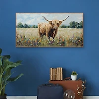 Highland Cow Meadow Framed Canvas Art Print