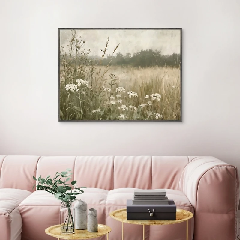 Daisy Clusters Framed Canvas Art Print
