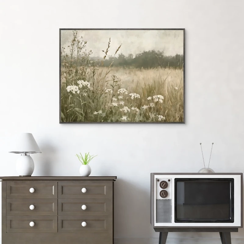 Daisy Clusters Framed Canvas Art Print